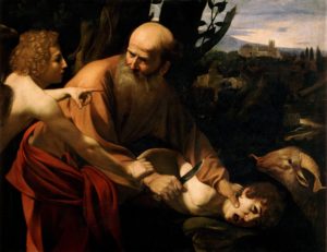 Binding of Isaac, by Caravaggio (Uffizi)